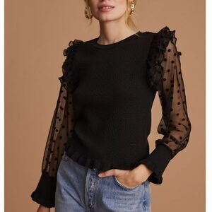 NWT Anthropologie Smocked Ruffled Top XS